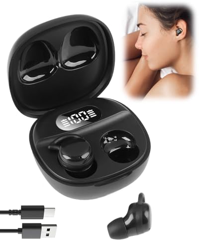 Écouteurs de sommeil Bluetooth 5.4 invisibles sans fil avec suppression du bruit, micro pour sommeil latéral, son stéréo HiFi pour voyage, insomnie, relaxation avec étui de charge