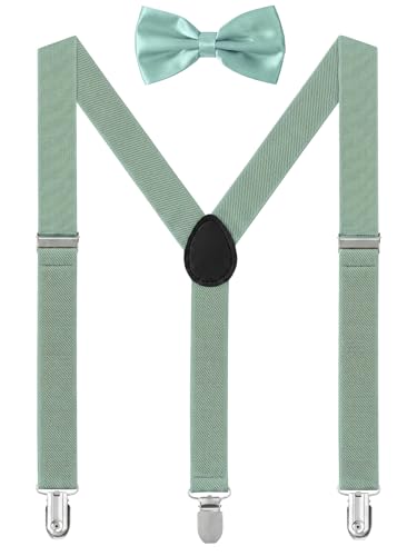 Image of habibee Suspenders and Bow Tie Set for Men, Adjustable Elastic Braces with Y-Back, Diverse Colors, Strong Clips