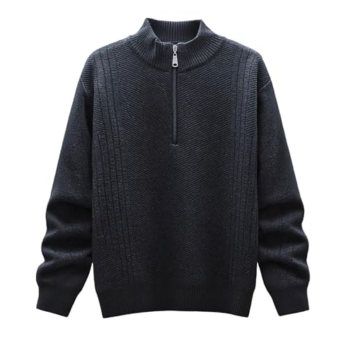 Sweaters for Men Quarter Zip Fleece Mock Neck Pullover Business Casual Golf Sweater