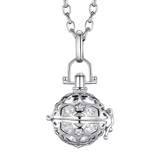Collier d'ange en acier inoxydable Morella 70 cm avec boule sonore en zircons et pochette