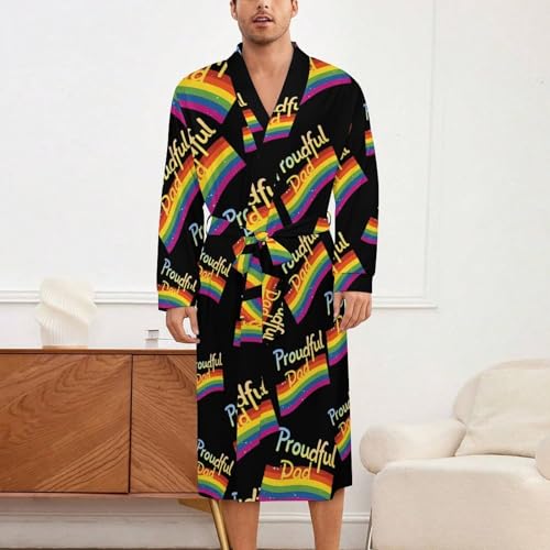 Proudful Dad Soft Robe Long Sleeve Bathrobes V Neck Sleepwear Spa Robes with Belt Men Woman2