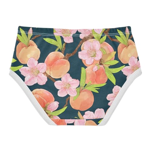 Wusikd Peach Fruit Peach Blossoms Girls' Underwear Cotton Girls Briefs Soft Toddler Underwear 2T2