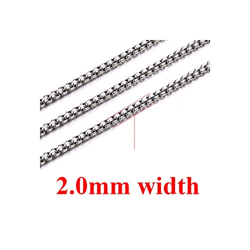 Stainless Steel Basic Chains Round Box Bead Ball Link Chain Necklace Unisex Men Jewels 2mm/3mm/4mm/5mm Width Long Necklace,2.0 Width,28 Inches Or 70cm