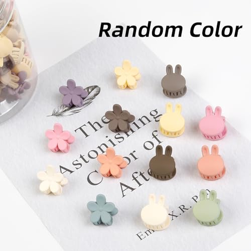 100Pcs Colorful Mini Flower Hair Clips Set, TEBIEKOY Small Hair Clips Mini Hair Claw Clip Bunny Ear Hair Clip Cute Jaw Clips Hair Pins Hair Barrettes Tiny Flower Hair Accessories for Women - Thumbnail 3