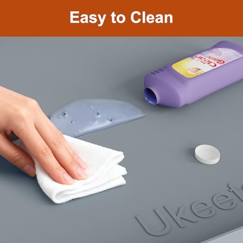 ukeetap 40" x 22" Extra Thick Silicone Mat Waterproof with Raised Edge, Under Sink Mat for Kitchen & Bathroom, Kitchen Cabinet Liner, Multi-Purpose for Storage & Protection, Gray - 5