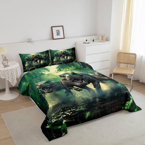 Image of Feelyou Dino Dinosaur Comforter Set Queen Size Kids Boys Bedding