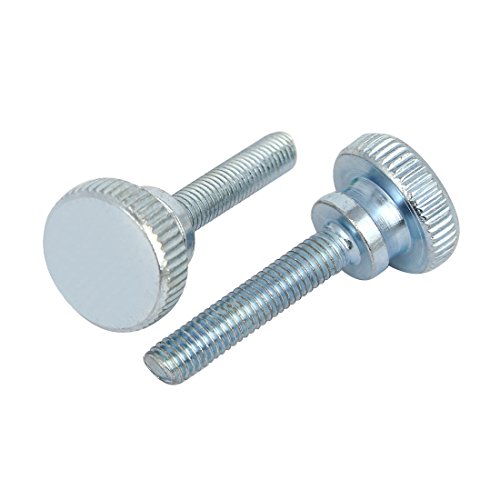 sourcingmap M5x25mm Flat Knurled Head Fully Threaded Thumb Screws Bolts Fastener 5pcs, Silver Blue - Image 2