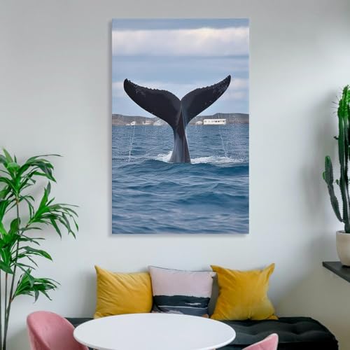 Toile queue de baleine 60x90 cm unframe pour décoration murale de salon - 6