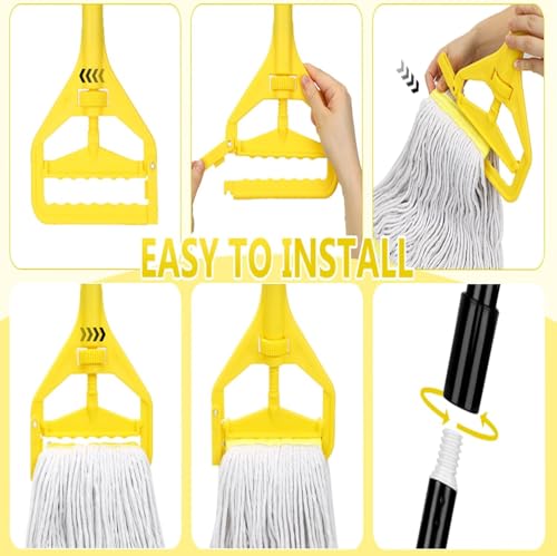 Image of VOUBIEN Commercial Mop Handle Heavy Duty,60 inch Industrial Mop Stick,Wet Mops Head Replacement Holder for Professional /Industrial Floor Cleaning, 2 Pack,Yellow