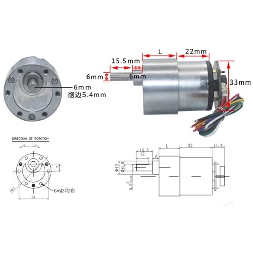 Motorreductor codificador JGB37-520B ideal para tracción de robots y sistemas automáticos 4