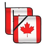 Wurton Canadian Flag Print Pot Holder Set of 2,Heat Resistant Potholders Oven Hot Pads for Cooking Baking BBQ