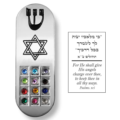 Talisman4U Protection CAR MEZUZAH with Travelers Prayer Scroll Jewish Star of David & Hoshen Mezuza from Israel Jerusalem Art Judaica Gift