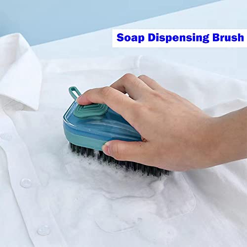 Image of Soft Cleaning Brush Hand Broom for Car /Bed /Couch /Draft /Garden /Furniture /Clothes Bedspread Carpet Cleaning Brush, Cleaning Brush with Soap Dispenser Scrub Brush,Washing Brush,Orange(Pack of 1)