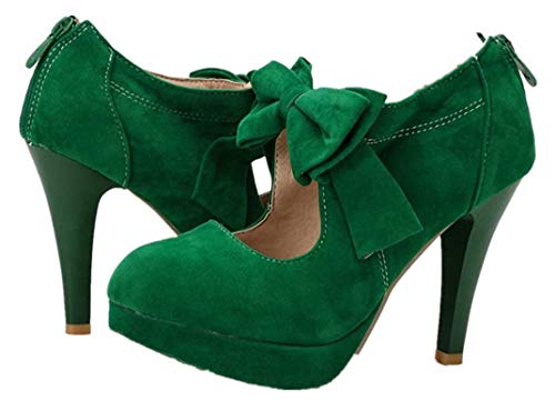 MMJULY Women's Classic Vintage Platform High Heel Small Bow Dress Pumps2