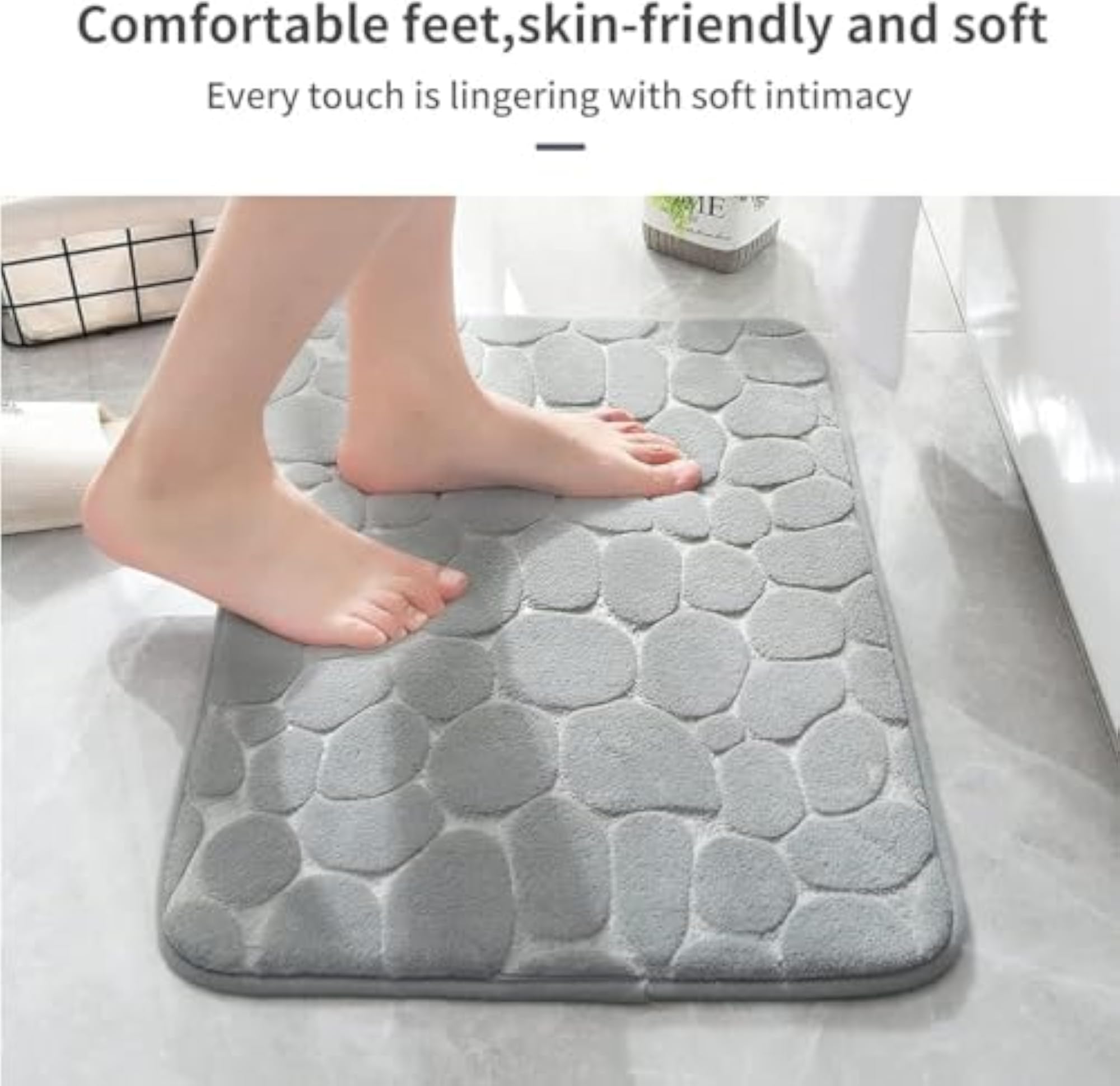 Cobblestone Memory Foam Bath Mat, Machine Washable