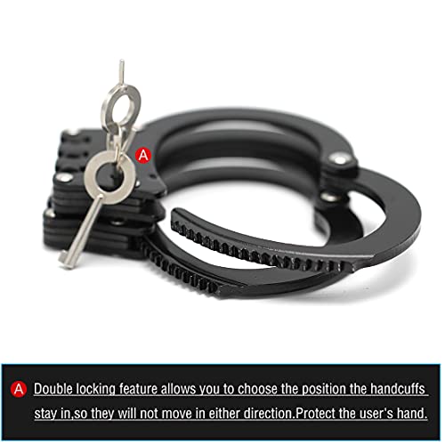 Yoghourds Double Lock Handcuffs, Adjustable Heavy Duty Steel Wrist Cuffs With 2 Keys & Handcuffs Holster In Police Edition Professional Grade #TOP2
