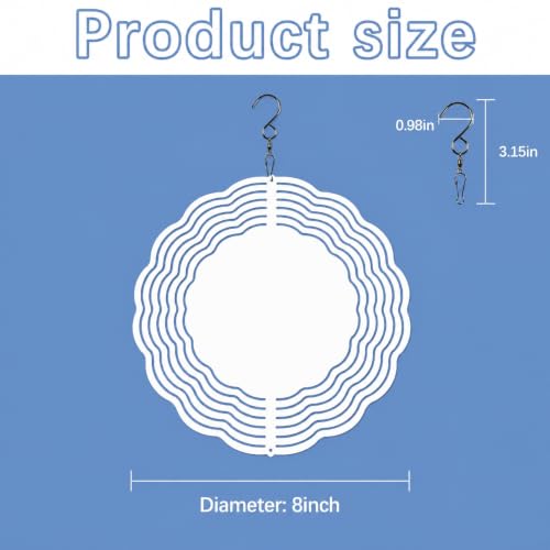 Lot de 12 éoliennes en aluminium pour sublimation - 20,3 cm - Décoration d'extérieur de jardin - Pour transfert de presse à chaud - Sublimation - Cadeau à faire soi-même – vue 2