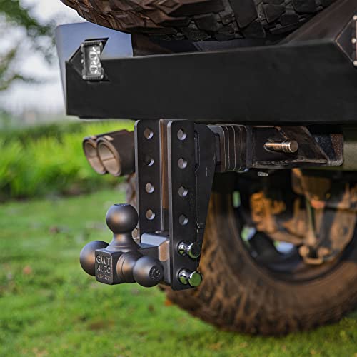Gwtauto Adjustable Trailer Hitch, Tri-Ball (1-7/8" X 2" X 2-5/16") Drop Hitch, Fits 2.5-Inch Receiver Only, 7 Inch Drop Cushioned Hitch,18500 Lbs Gtw-Class 3 Tow Hitch For Heavy Duty Truck #TOP6