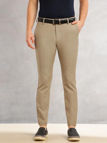 Image of Thomas Scott Men's Regular Fit Mid-Rise Solid Formal Performance Trouser | Flexi-Waist & 4-Way Stretch | 4 Pockets | Button Closure