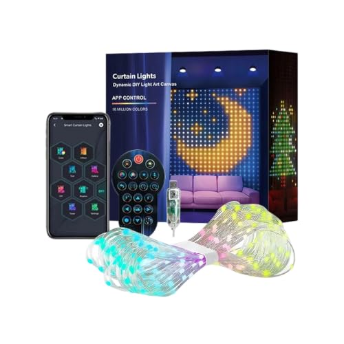 App Programmable Curtain Lights, Smart RGB Pixel LED Curtain String Lights - Image 3