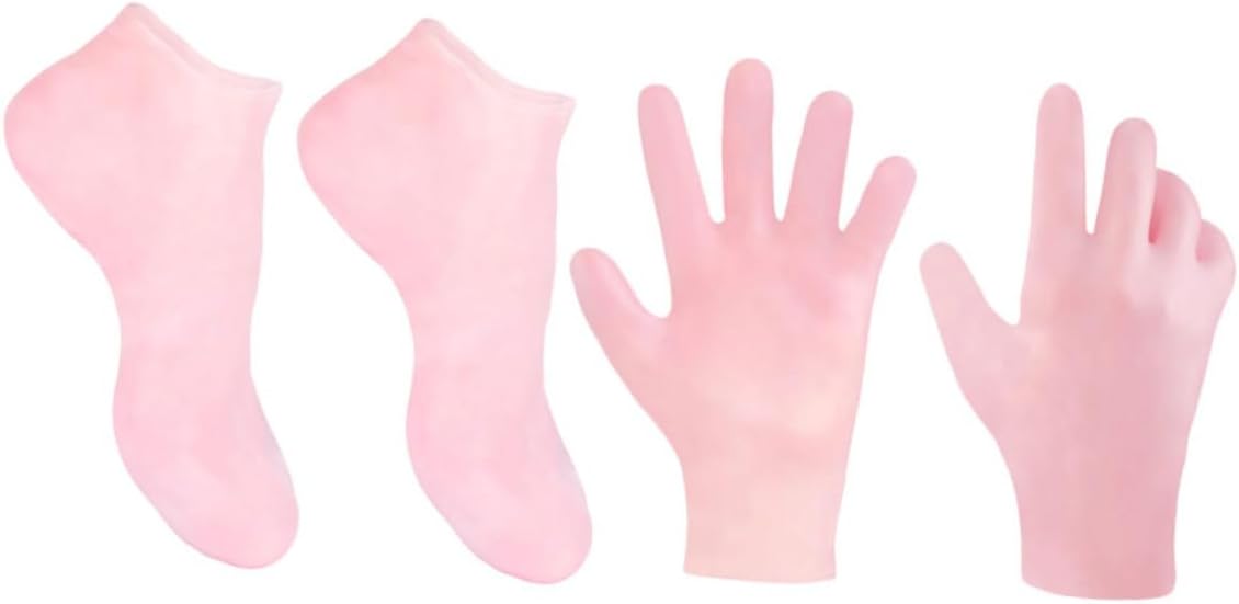 Moisturizing Foot Socks Set Exfoliating Gloves Pink Foot Care Socks for Dry Skin Callus Remover