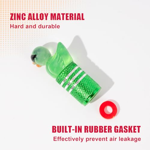 4Pcs Tire Valve Stem Cap Cover for Car SUV Truck, Valve Cover with Funny Duck Sunglasses, Decorative Tire Valve Caps Wheel Accessories (Green Sunglasses Duck)