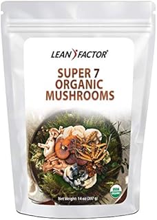 Super 7 Organic Mushrooms - Turkey Tail + Lions Mane + Cordyceps + Chaga + Shitake + Maitake, and Red Reishi Powder - Powerful Immune System Boost - Non GMO & Gluten Free Supplement - 14 oz