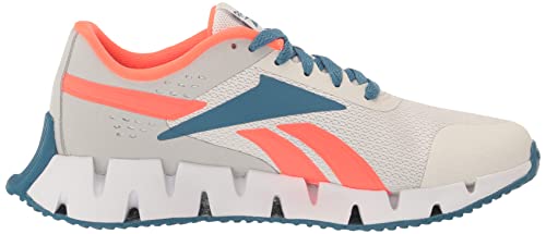 Reebok Tênis unissex infantil Zig Dynamica 2.0, Cinza puro/alaranjado/azul de aço, 7 Big Kid