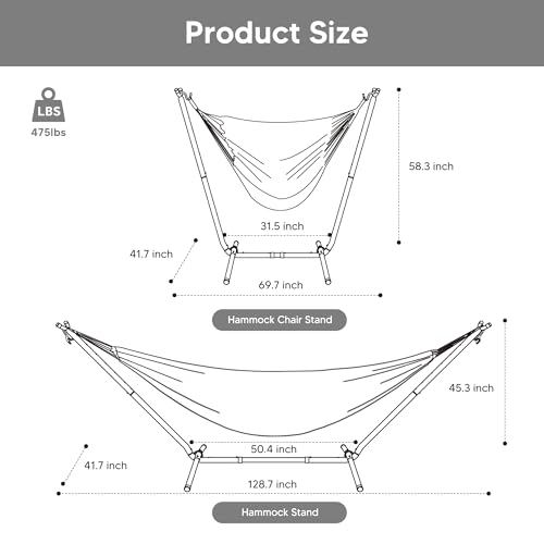 Image of SUNCREAT 2-in-1 Convertible Extra Large Hammocks with Stand, Light Gray