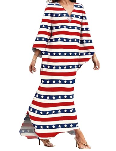 28% off - MAKABO Kaftan Dresses for Women Independence Day American Flag 4th of July Bathing Suit Cover up...