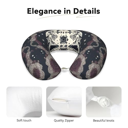 Almohada ergonómica U para viaje de poliéster negra miniatura 4