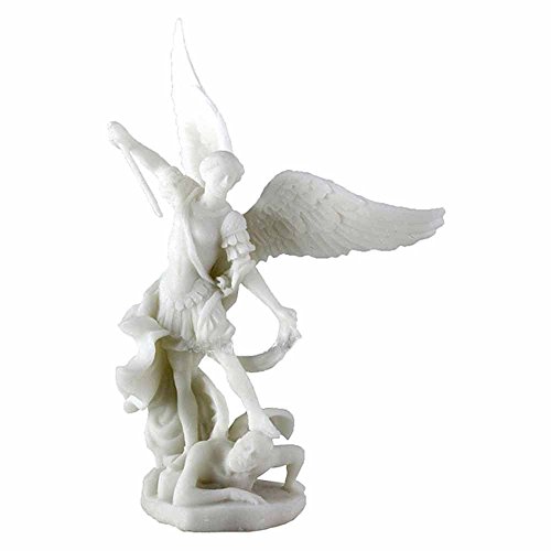 Estatua Arcángel San Miguel 4 Pulgadas Mármol Frío Blanco