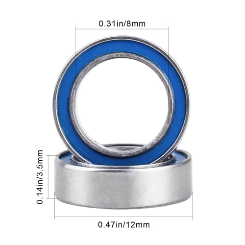 Image of 10pcs MR128-2RS Ball Bearings - Miniature Deep Groove Ball Bearing Double Blue Rubber Sealed Chrome Steel for RC Cars /Planes /Drone /Robotics and Small Electric Motors(8x12x3.5mm)