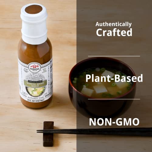 Image of Yamasa, White Miso Soup Concentrate, Japanese Tradition, Non-GMO, No Fish or added MSG, Serves 16 Bowls, 8fl oz