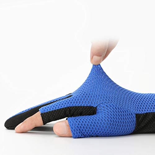 CLISPEED 1 par Luvas de Pesca Antiderrapante Luvas Sem Dedos Duplas Protetor de Dedo para Pesca (Azu