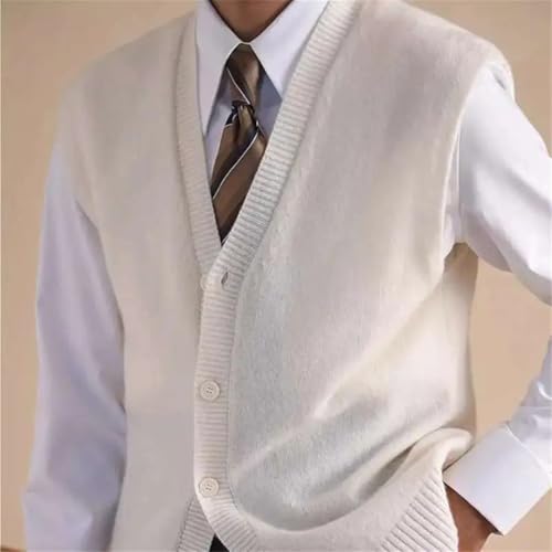 Men's Business Casual V-Neck Knitted Vest Sleeveless Pullover Cardigan Soft Layered Style Sweater Waistcoat4