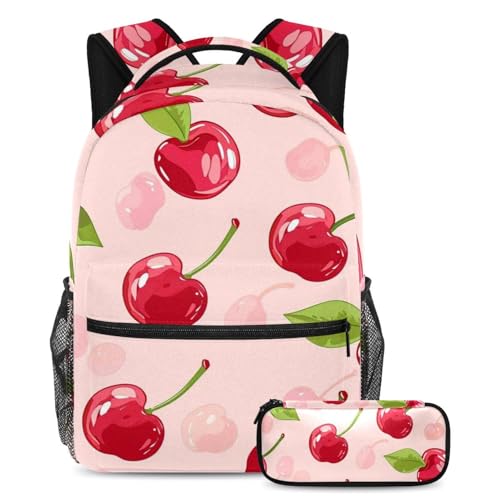 Cartable et sac à dos enfant rose trousse scolaire cerise large