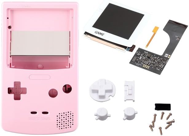 AEsmart - PIXEL Laminated Screen ips LCD KIT 2.0 Backlight With GBC Custom Pre-cut Shell Case (pink white)