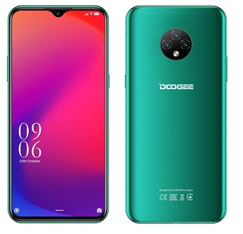4G Smartphone Libre Android 10 (2020), Teléfono Móvil DOOGEE X95 Dual SIM, 6.52’’ Waterdrop Pantalla, Batería 4350mAh Carga Rápida, 2GB+16GB, 13MP+2MP+2MP+5MP, GPS WiFi, Reconocimiento Facial Verde