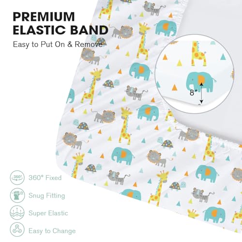Image of Little Grape Land Crib Sheets for Girls and Boys, 2pk Baby Crib Fitted Sheet for Standard Size Crib and Toddler Mattress, Super Soft Baby Sheet, Green Dinosaur