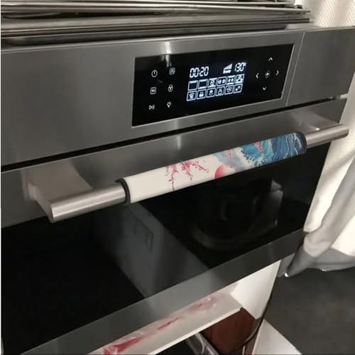 Image of Refrigerator Door Handle Covers Set of 6 Kitchen Electrical Appliance Decor Handles Keep Clean Anti-Slip Fridge Accessories Home Decor, Japan Art Style Mountain Sea Wave Floral