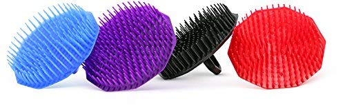 Scalp Shampoo Brush with Finger Ring, 4 Pieces Assorted Color