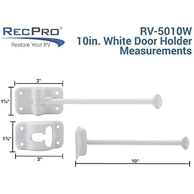 RecPro RV T-Style Door Holder Catch | Latch Holder | Cargo Hatch | Black or White Color Options | 4, 6 or 10 Option | 2 Pack (10 Inches, White)