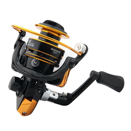 Carrete de pesca con fundición ultra suave y sistema de arrastre confiable, carrete de metal para un mejor rendimiento (amarillo 5000)