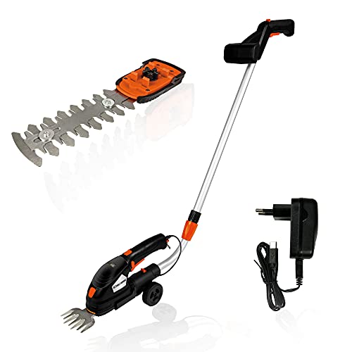 Ensemble cisaille à gazon sculpte-haie taille-haie sans fil DELTAFOX avec manche télescopique et roues - 3,6 V 1,5 Ah - ciseaux - 80/120 mm - chargeur rapide 1 h