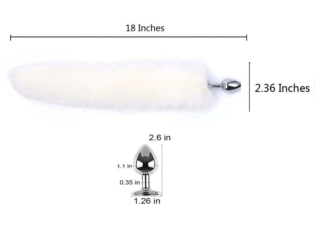 Butt Plug Fox Tail Cosplay Anal Plug Anal Butt Plug Adult Sex Toys for Beginner Women Men Couple (31" Black): 18 "White