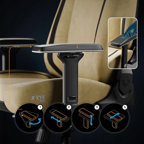 X.Eye Prime Sedia Gaming Ufficio Ergonomica Poltrona Gamer Tessuto Poggiatesta Magnetico Seduta Rinfrescante Supporto Lombare Regolabili Braccioli 4D Caricabile fino a 140 kg Broken Gold - Sedia gaming - Immagine 6