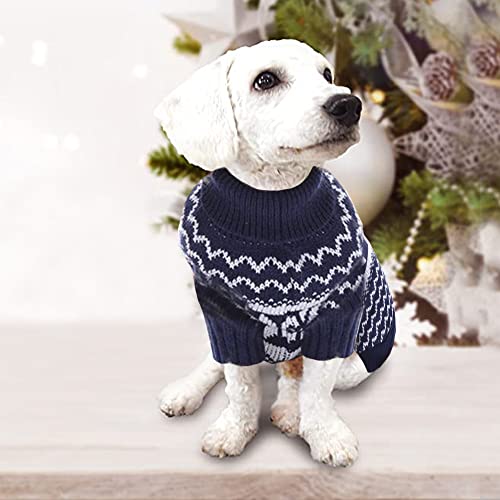 Pullover Hund Weihnachten,Hundepullover Kleine Hunde Weihnachten,Hund Weihnachtspullover,Hunde Weihnachts Pulli,Weihnachtspullover Kleiner Hund,Strickpullover für Hunde (M-Blau)