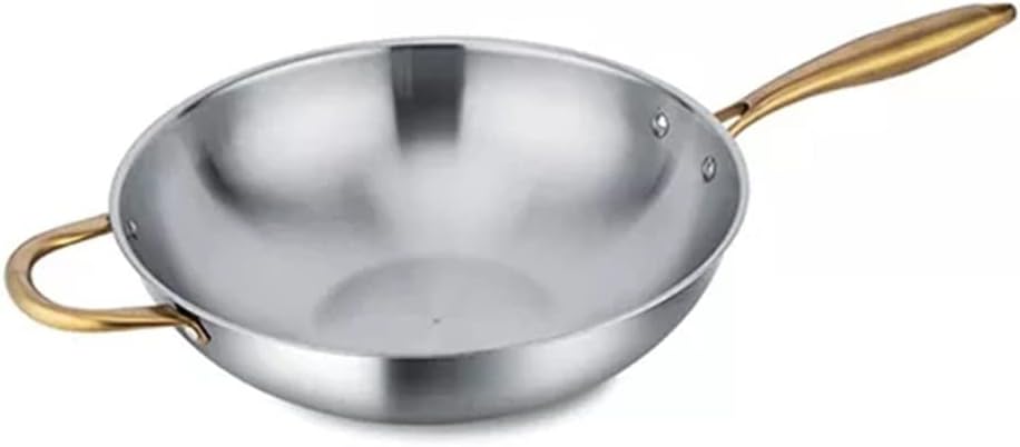 Stainless Steel Wok,Non-Stick Cooking Pot Saute Pan Kitchen Gas Induction Cooker Frying Pan Household Chinese Cookware (Color : A, Size : 32cm) (A 32cm)