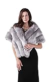 Miss Danger Women Wedding Faux Fur Shawl Bridal Cape Party Stoles Winter Cover Up Shrug Gown Wrap (S111-Black